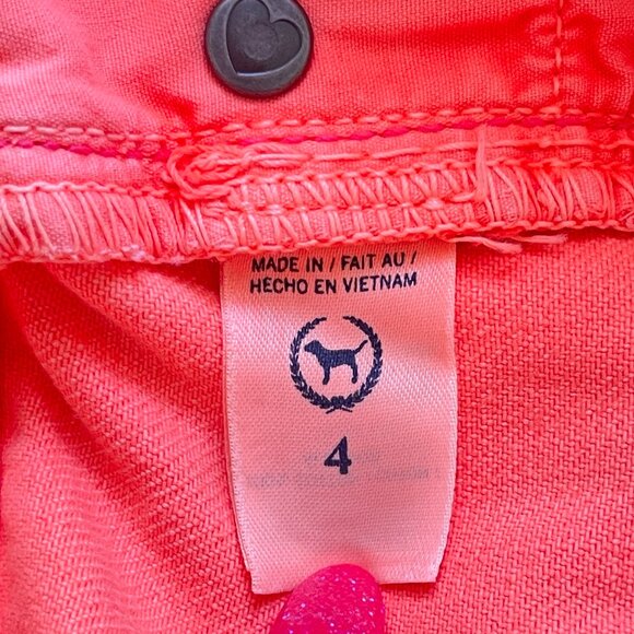 New Victoria's Secret Pink Shorts 4 Neon Coral Orange Denim Style NWT - Picture 9 of 10